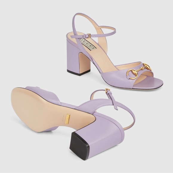 Gucci Women's Lavender Block Heel Sandals - Picture 1 of 10